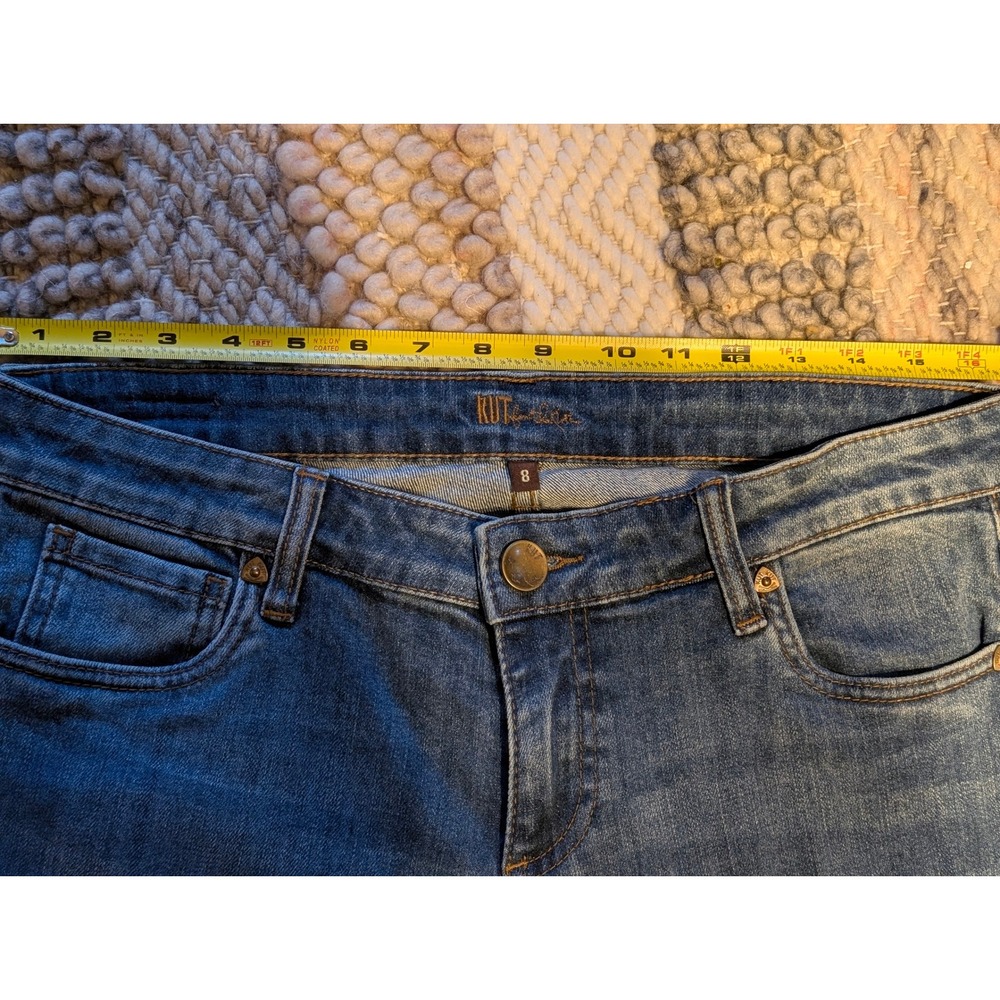 Kut from the Kloth Catherine Boyfriend Jeans Medium Wash Raw Hem Cuff Size 8 - Picture 7 of 12